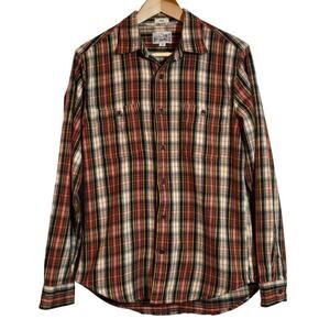 J CREW Midweight Flannel Plaid Western RusticButton Up Shirt Men's Medium Slim